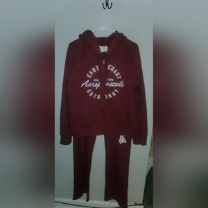 Aeropostale Burgundy Hoodie and Pants Set